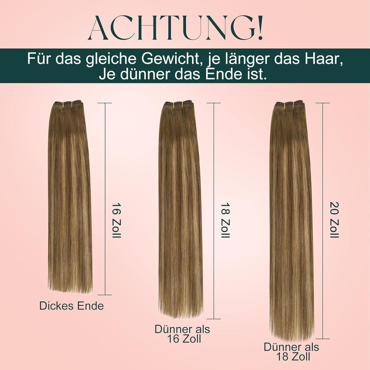Echthaar Tressen Mittelbraun & Blond 50cm - Balayage