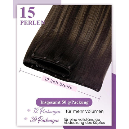 Echthaar Tressen Braun Balayage – Remy Micro Tressen 55cm