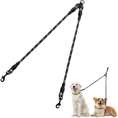 Doppelte Hundeleine Reflektierend 75cm Schwarz