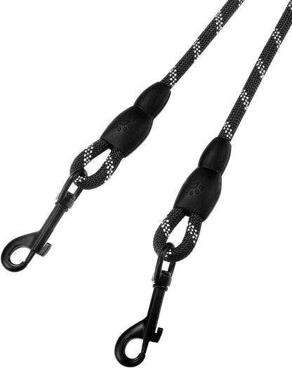 Taglory Doppelte Leinen Hundeleine 2 Hunde Schwarz Reflektierend 75cm