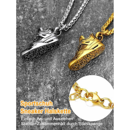 Herren Kette Sneaker Anhänger Edelstahl Hip Hop Punk Modeschmuck Silber
