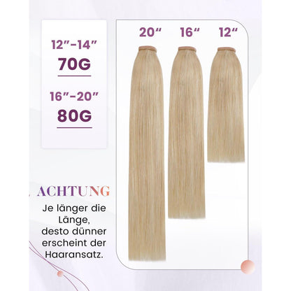 Echthaar Zopf Extension Blond Highlights 45cm