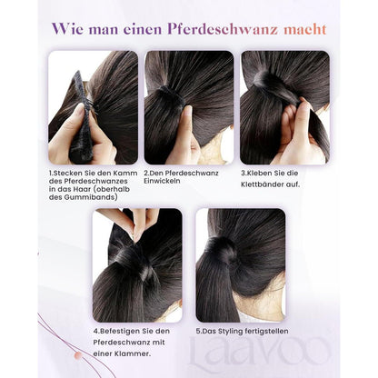 Echthaar Zopf Extension Blond Highlights 45cm