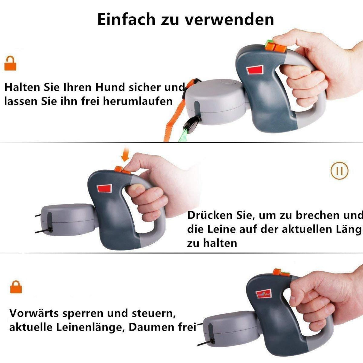 Doppelte Hundeleine Rollleine für 2 Hunde – Verstellbar & Kein Verheddern