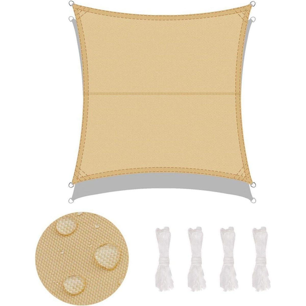 Wasserdichtes Sonnensegel 4x4m Sandbeige UV-Schutz für Garten & Terrasse