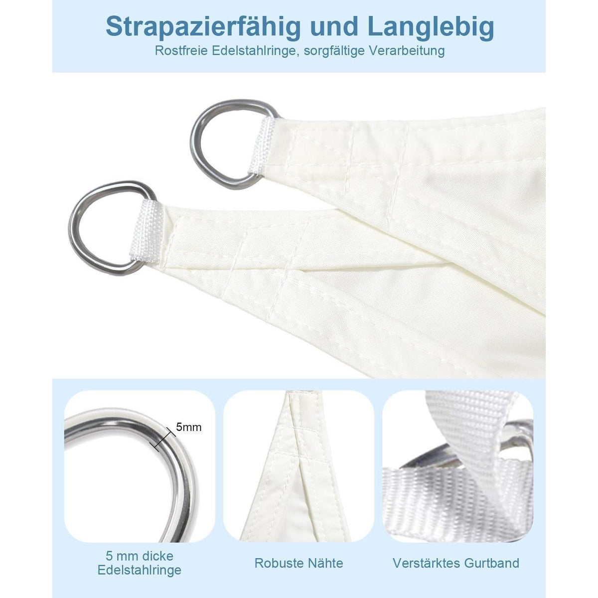 Wasserdichtes Sonnensegel 2x4m Cremeweiß UV-Schutz für Garten & Terrasse