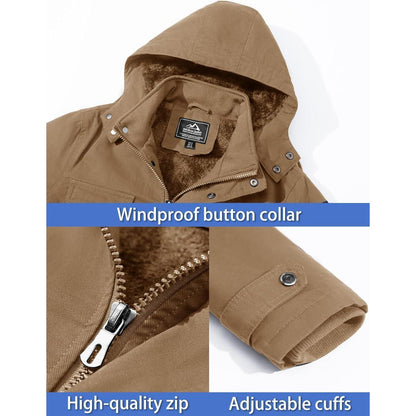 Herren Winterjacke Warm Gefüttert Militärstil Khaki M