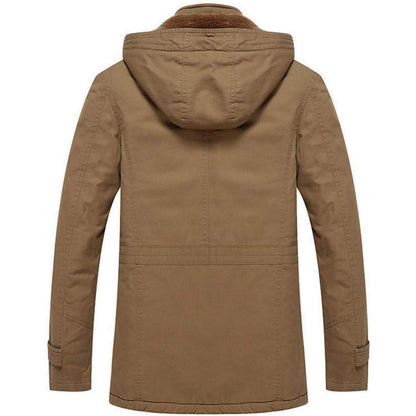 Herren Winterjacke Warm Gefüttert Militärstil Khaki