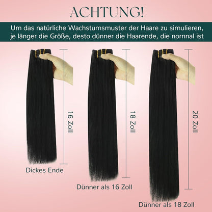 Echthaar Clip-Ins Schwarz 55cm – Einfache Haarverlängerung