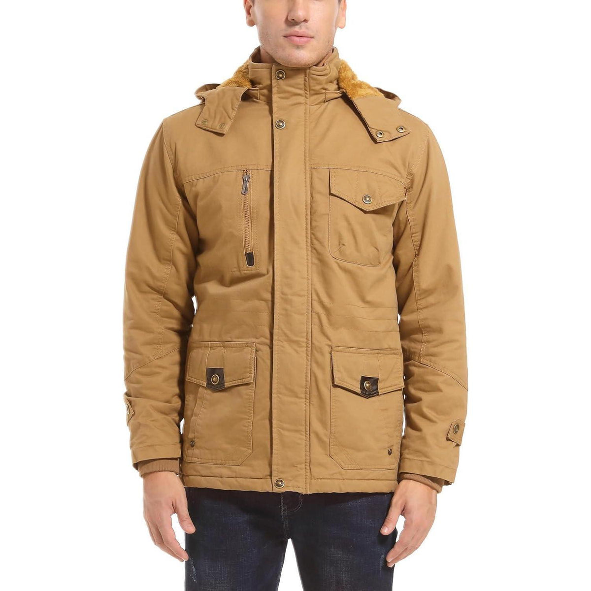 Herren Winterjacke Fleecegefüttert, Winddicht, Grün