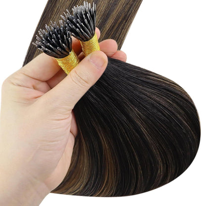 Echthaar Nanoring Extensions Braun 40cm - Haarverlängerung