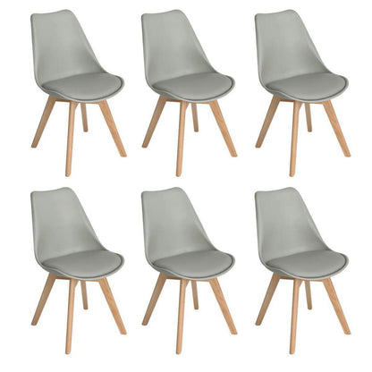 6 Esszimmerstühle Grau, Massivholz Buche, Retro Design