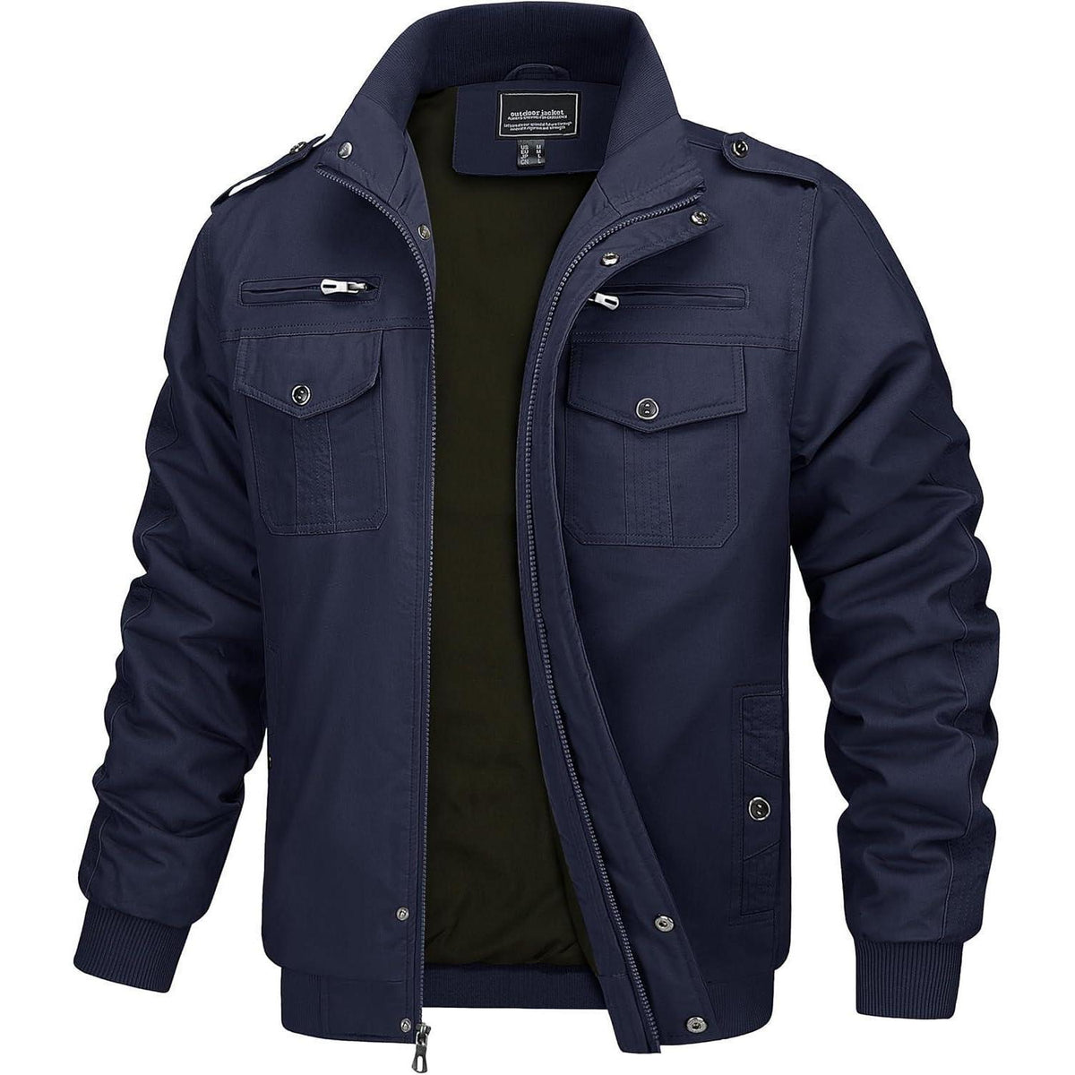 Herren Übergangsjacke Cargo Militär Winddicht mit Taschen Navy 3XL