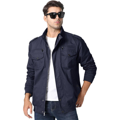 Herren Übergangsjacke Cargo Militär Winddicht mit Taschen Navy 3XL