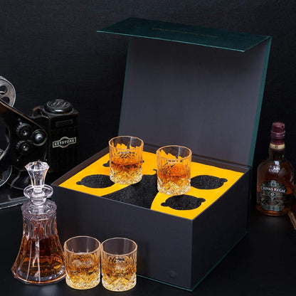 Whisky Karaffe Set mit Gläsern, Hochwertig, Kristallglas, Geschenkbox