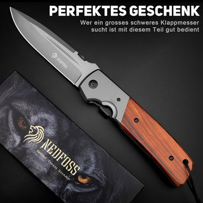 Klappmesser 28cm Einhandmesser mit Holzgriff Taschenmesser