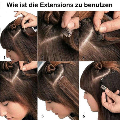 Weißblond Clip in Haarverlängerung 58cm – 8 Tressen, 140g