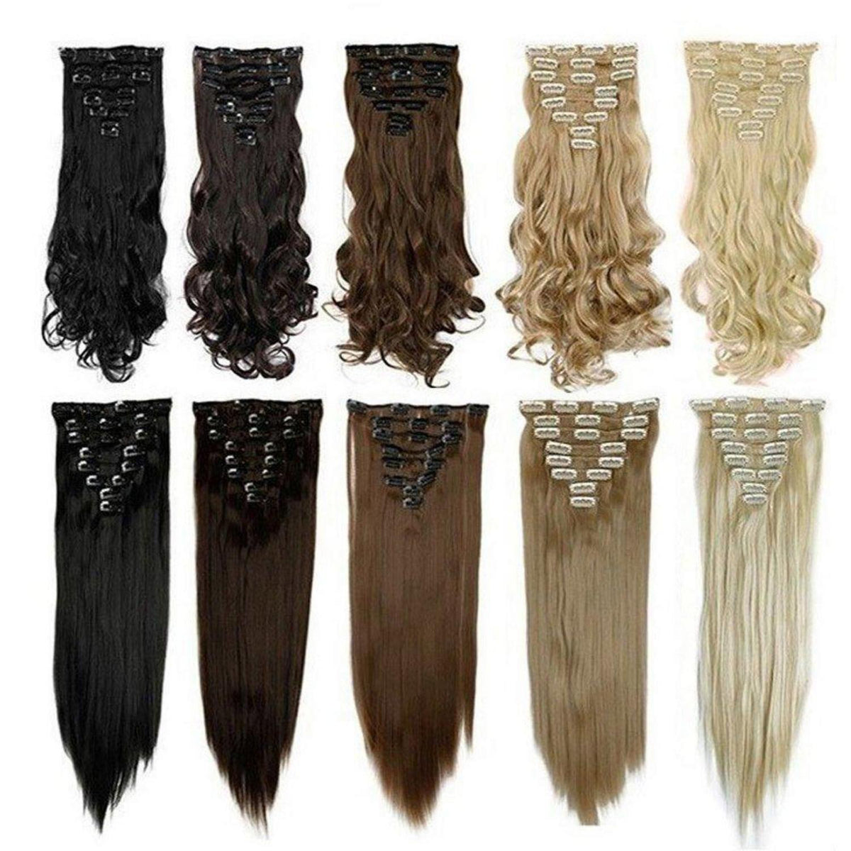 Weißblond Clip in Haarverlängerung 58cm – 8 Tressen, 140g