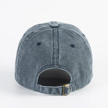 Baumwoll Baseball Cap Washed Denim Blaugrau Verstellbar