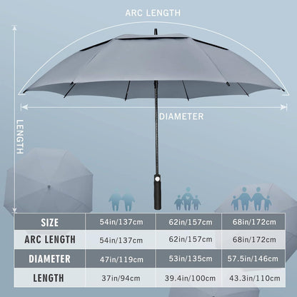 Großer Sturmfester Regenschirm XL/XXL für 2-3 Personen, Grau