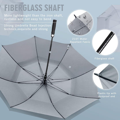 Großer Sturmfester Regenschirm XL/XXL für 2-3 Personen, Grau