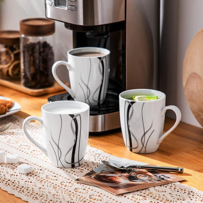 VEWEET Porzellan Kaffeebecher Set Fiona 6-teilig 350ml