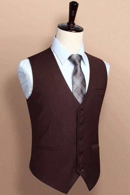 HISDERN Herren Formale Hochzeit Party Baumwolle Einfarbig Weste Braun XS