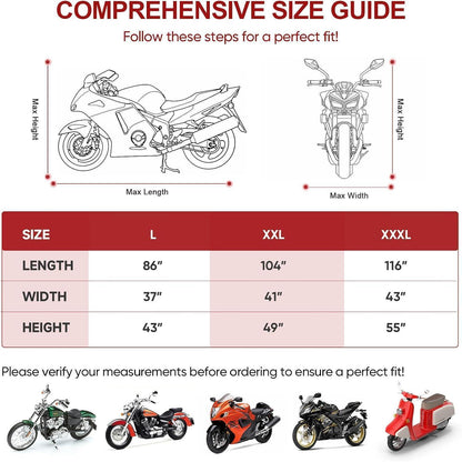 Wasserdichte Motorradabdeckung Outdoor XXXL – Schutzhülle für Roller