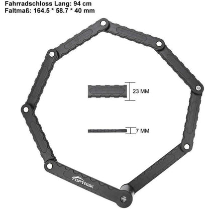 Toptrek Faltschloss 94cm 8 Gelenken Level 7 Sicherheitsstufe