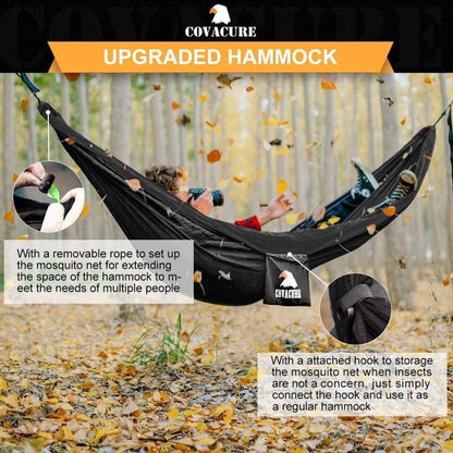 Hängematte Outdoor mit Moskitonetz 350kg 2 Personen Schwarz