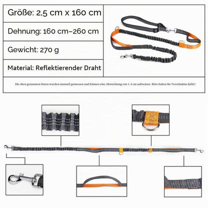 Freihändige Hundeleine mit Bungee & Reflektoren (Orange)