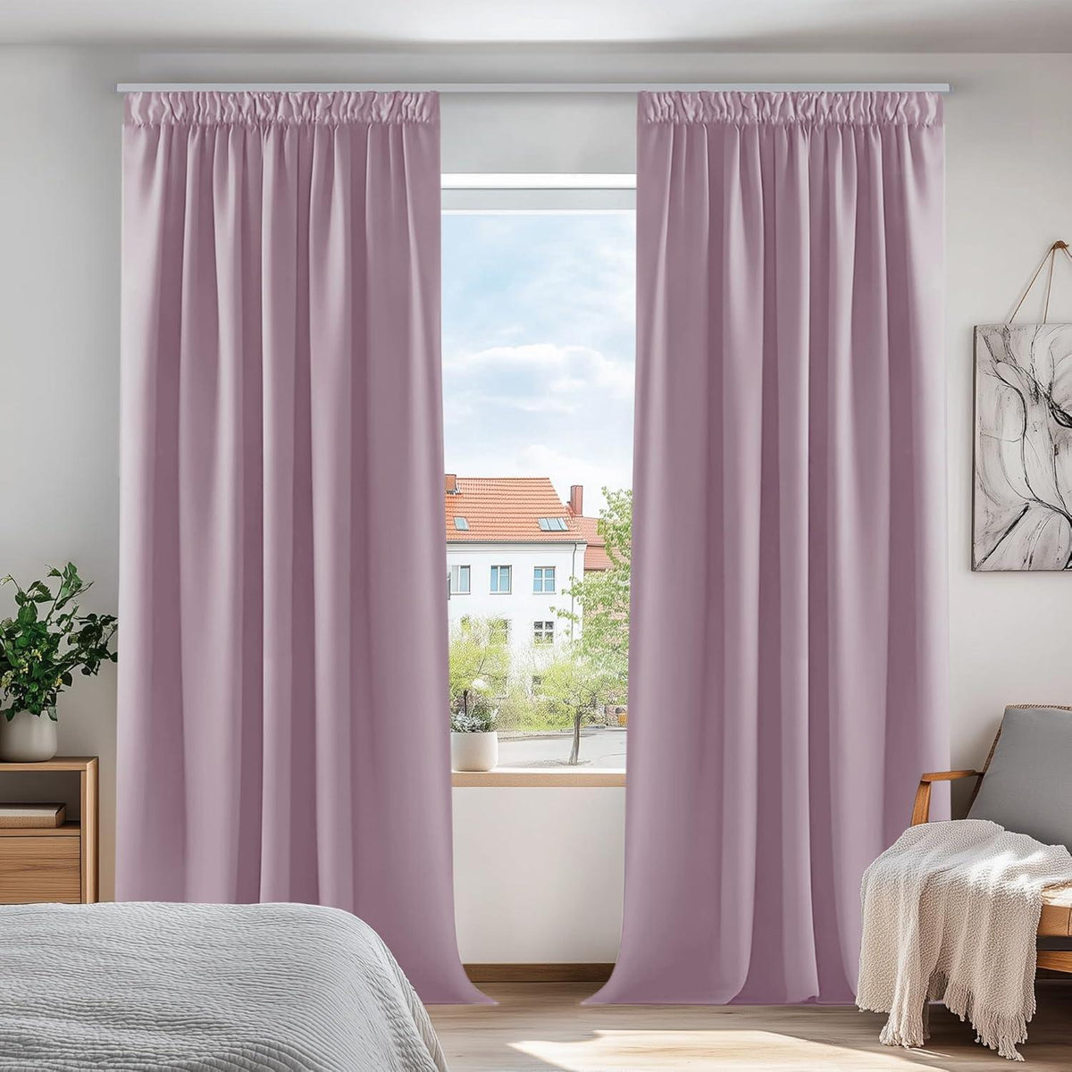 Blickdichte Vorhänge Verdunkelung 240x140cm Hellpink 2er Set