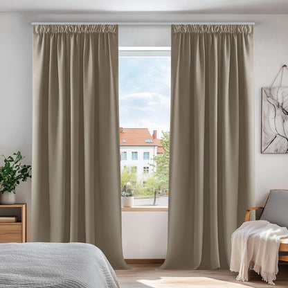 Blickdichte Vorhänge Set Taupe - Verdunkelungsvorhänge 240x140cm