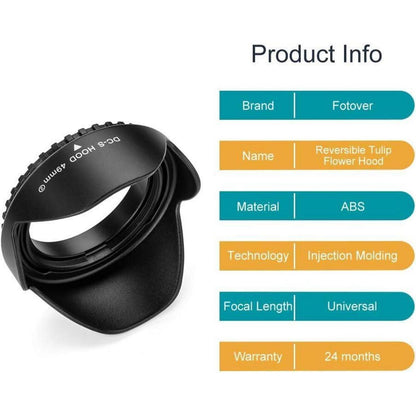 62mm Sonnenblende für Canon Nikon Sony DSLR Kameras Schwarz