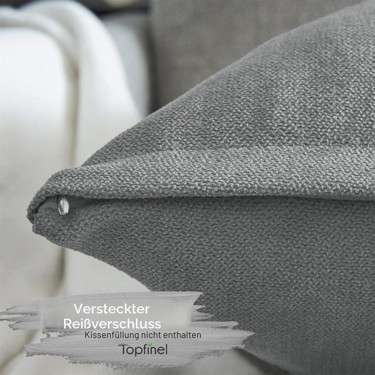 2er Set Kissenbezüge 30x50 cm Grau Chenille Flauschig
