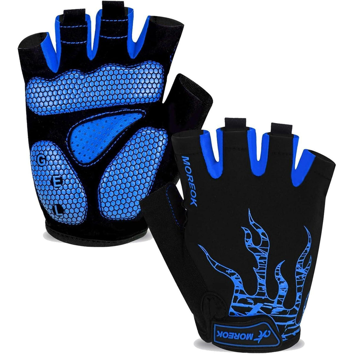 Fahrradhandschuhe Halbfinger mit Gel-Polsterung Blau L