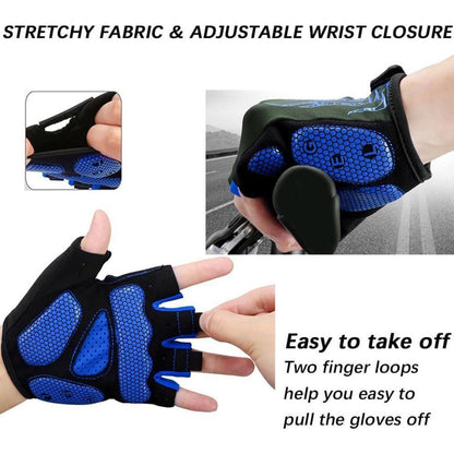 Fahrradhandschuhe Halbfinger mit Gel-Polsterung Blau L