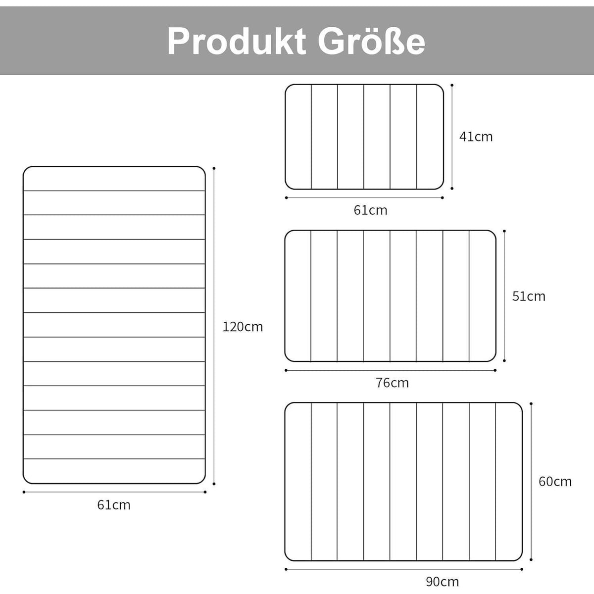 Memory Foam Badezimmerteppich Schwarz 41 x 61 cm