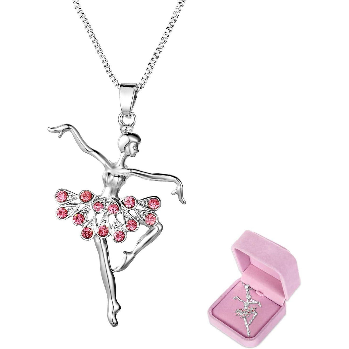 Ballerina Anhänger Halskette mit Kristall – Süßes Geschenk für Mädchen