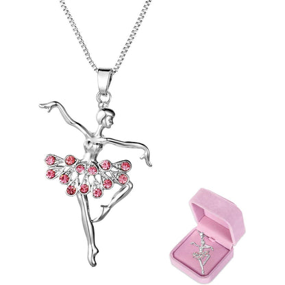 Ballerina Anhänger Halskette mit Kristall – Süßes Geschenk für Mädchen