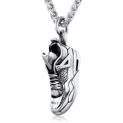 Herren Kette mit Sneaker Anhänger aus Edelstahl, Silber