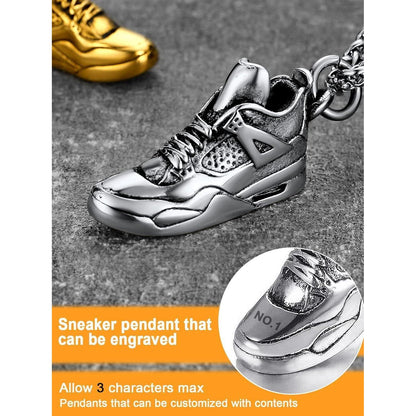 Herren Kette mit Sneaker Anhänger aus Edelstahl, Silber