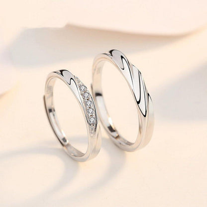925 Sterling Silber Partnerringe Offen Verstellbar mit Zirkonia