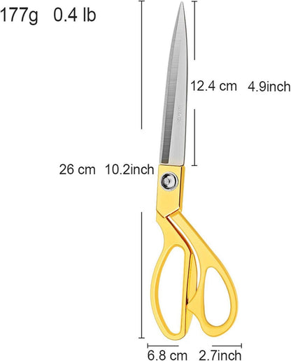 KUONIIY Schneiderschere aus Edelstahl 26 cm Gold Textilschere Schnitt