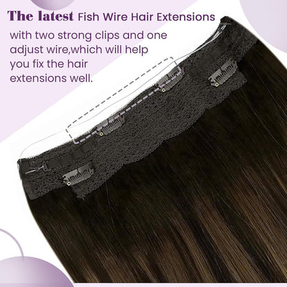 Echthaar Verlängerung Draht Ombre Braun 2/8/2 – 50cm