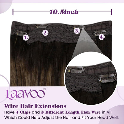 Echthaar Verlängerung Draht Ombre Braun 2/8/2 – 50cm
