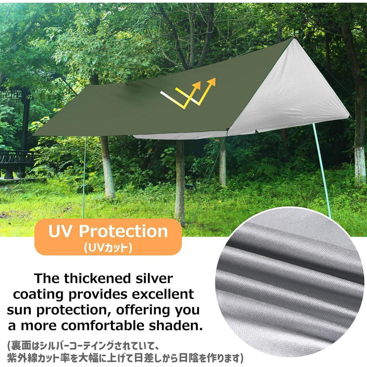 Wasserdichte Campingplane 3x6m – UV-Schutz & Hängematten Tarp