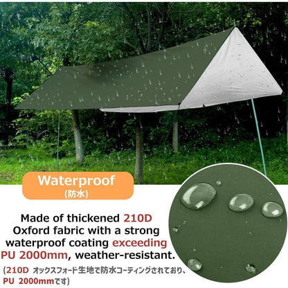 Wasserdichte Campingplane 3x6m – UV-Schutz & Hängematten Tarp