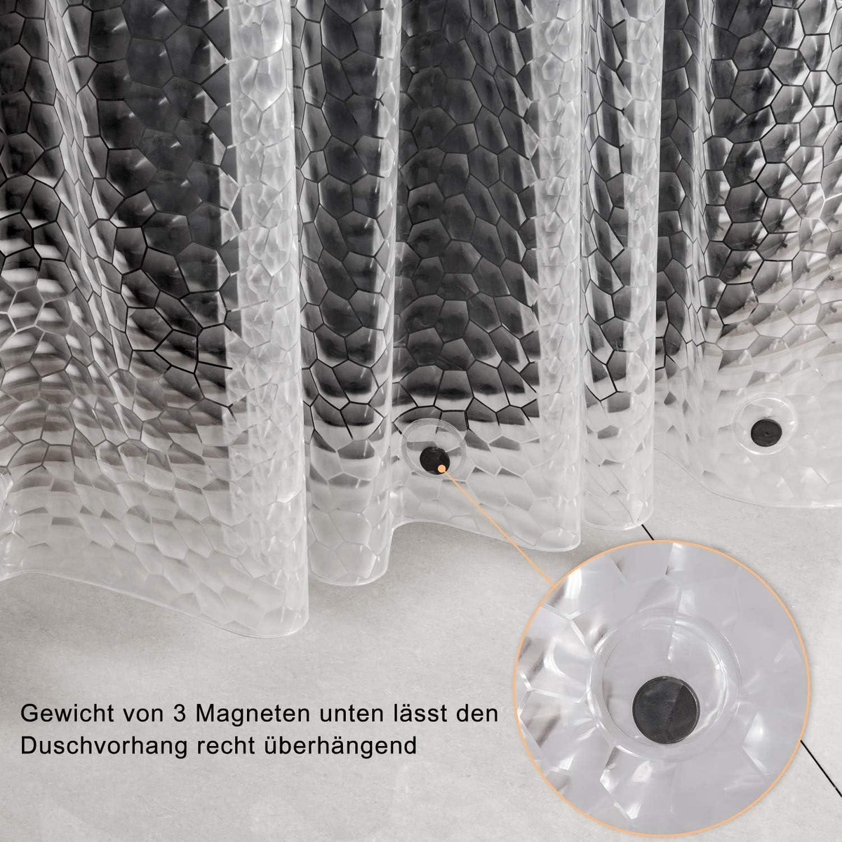 Duschvorhang Anti-Schimmel 3D Kubisch Transparent EVA 180x180cm