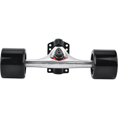 Skateboard Truck Set mit Rollen, Risern & Lagern – Silber/Schwarz